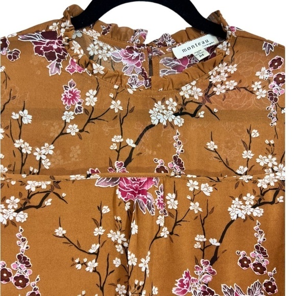 Monteau Floral Bell Sleeve Blouse M - Picture 4 of 7